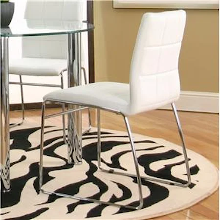 White Polyurethane Sled Side Chair